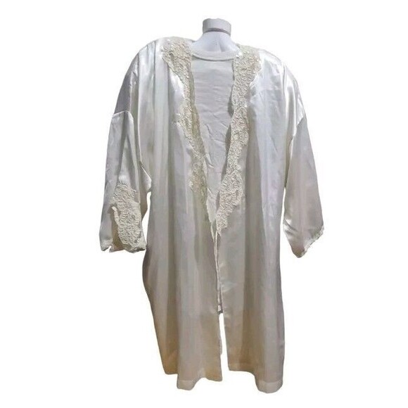 Vintage Y2K Victoria’s Secret Satin Lace Bridal Robe Ivory White Belted 2000s - Picture 2 of 13